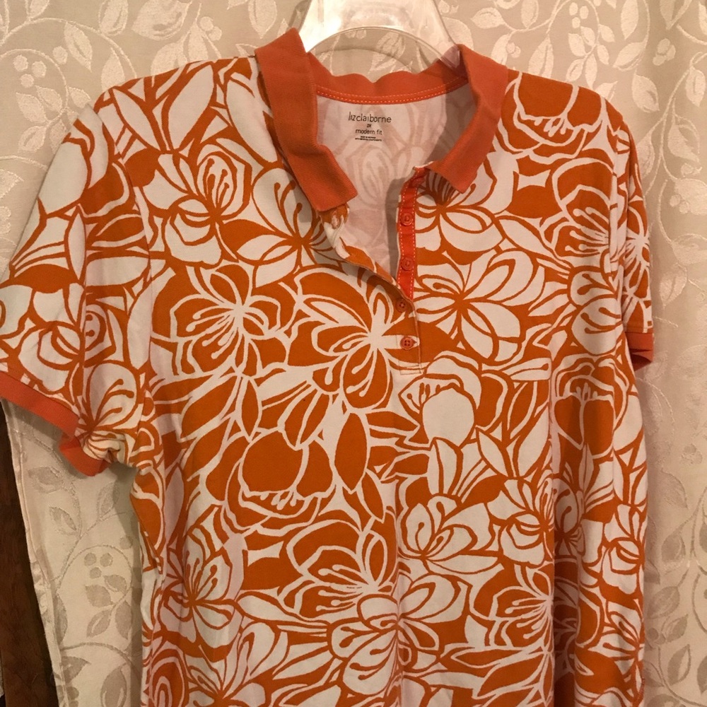 Liz Claiborne Hawaiian Print Polo
